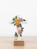 Floral Bloom Cross Marble Mosaic Art Piece